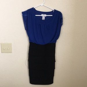 A blue/black dress